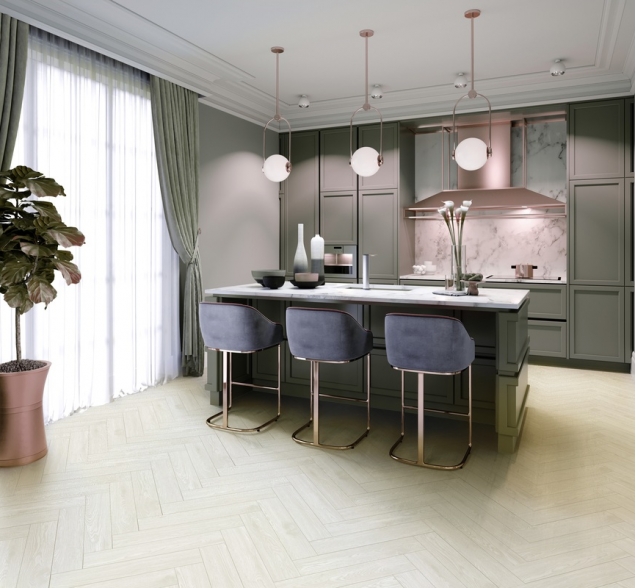 Виниловый ламинат SPC "Cronafloor" Herringbone Дуб Нант (640*128*4,5 мм) — купить в Юрге