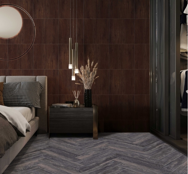 Виниловый ламинат SPC "Cronafloor" Herringbone Дуб Бордо (640*128*4,5 мм) — купить в Юрге